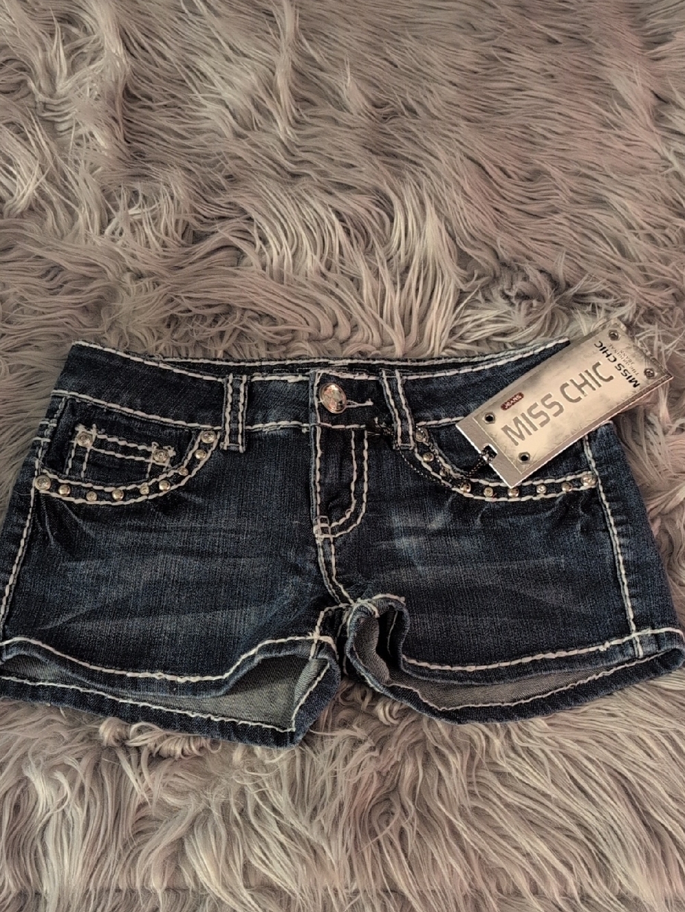 NWT Y2K  Studded Rhinestone  Cross Shorts